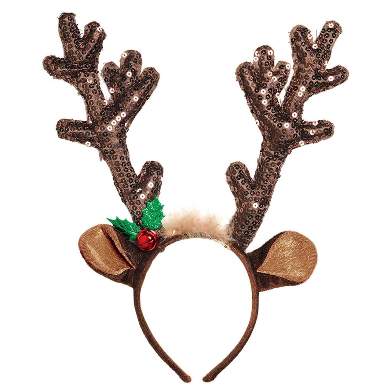 Brown Sequin Reindeer Antler Christmas Headband